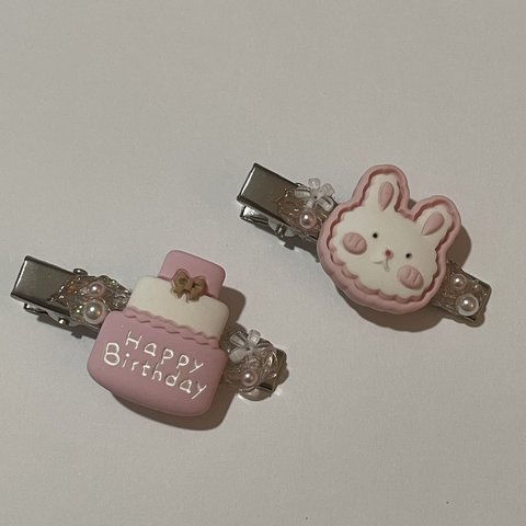 🐰Birthdayうさぎちゃんのヘアクリップ💗