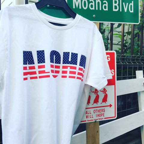 american flag color  aloha tee