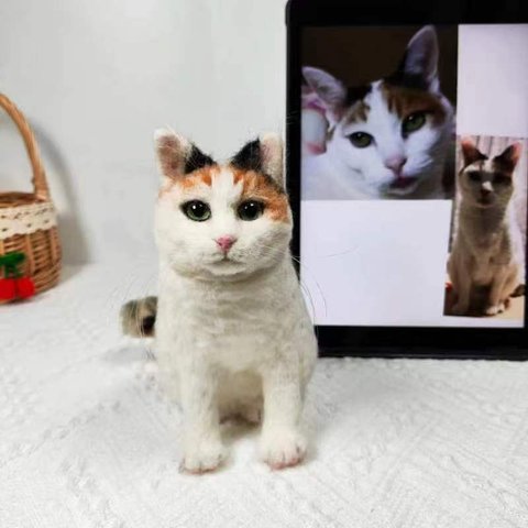 【オーダーメイドペット】羊毛フェルト、うちの子　猫ぬいぐるみ、フェルト猫、羊毛猫、肖像画、犬猫人形 プレゼントやギフトに