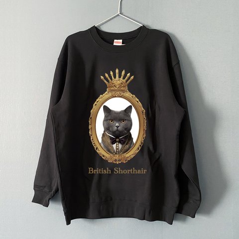 ブリティッシュショートヘア クルーネックスウェット（BLACK）