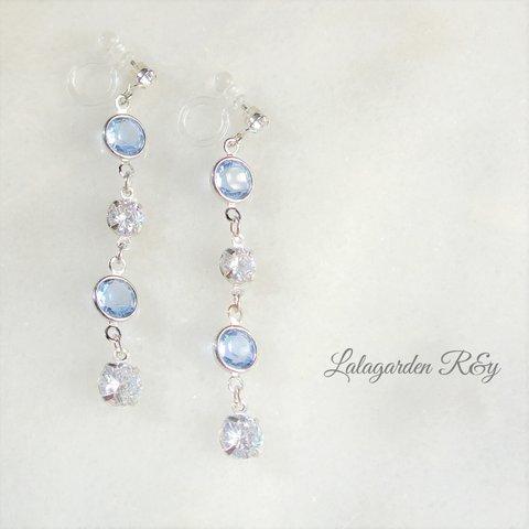 Aquamarine☆*⋆silver earrings  イヤリング　樹脂イヤリング　ピアス　R&y130