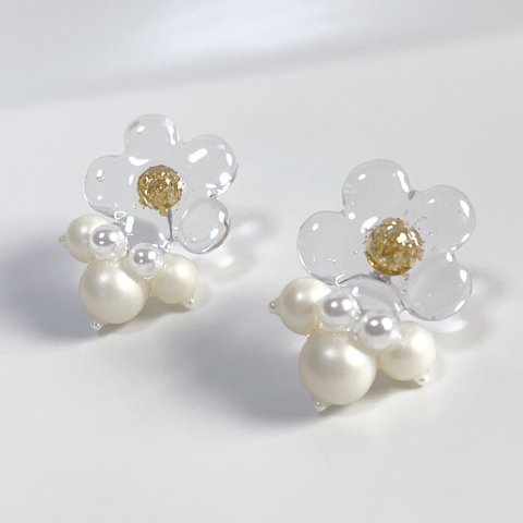 お花 クリオネ❁ パール ピアス イヤリング