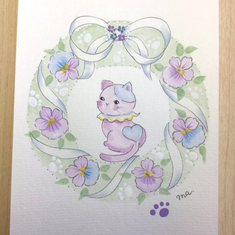 😺ねこ イラスト/リース すみれ(原画) カード