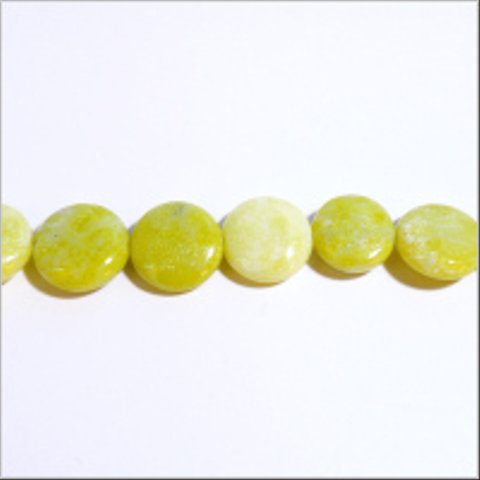 【AFP】 天然石　レモンジェイド ボタン型12mm(20cm)　lemonbotan-12mm