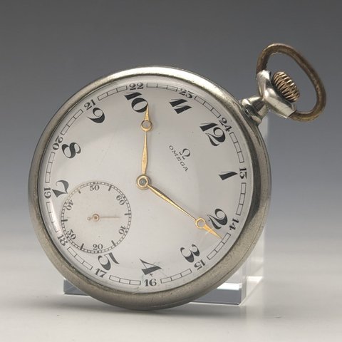 1920年頃 アンティーク オメガ 懐中時計 シルバープレート オープンフェース 訳あり