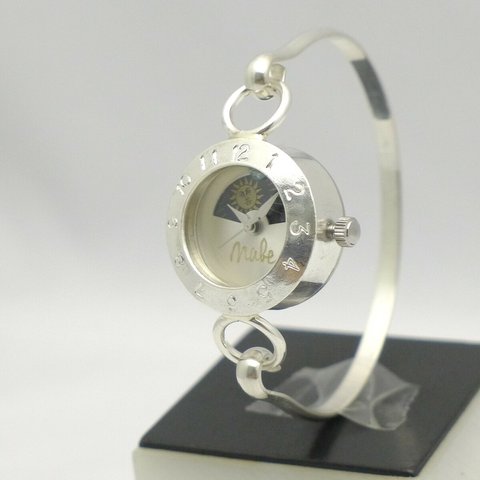 手作り時計Lady'sSilver Sun&Moon ブレスレットタイプ [289SVSW-S&M "Siver Armlet3SW-S&M"]