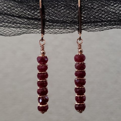 Rose k14GF Pierce with Dark Red Ruby