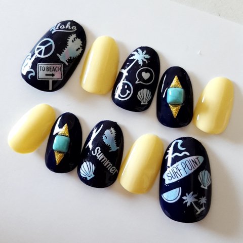 SURF NAIL Azure×PastelYellow