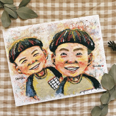 似顔絵　🧡元気いっぱい兄弟💛　送料無料