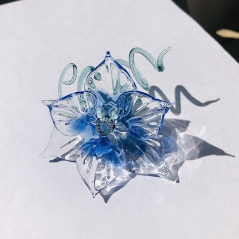 結晶花-ブルー- (オブジェ)  ガラス