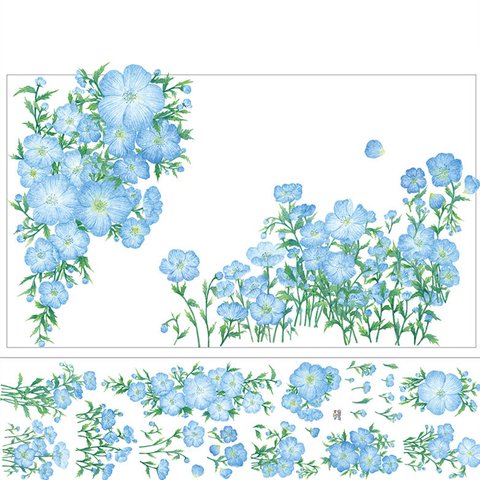 きれいなお花　青い花❤マスキングテープ　和紙