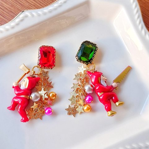 🎅こびとの耳飾り🎅ジュエル🍄クリスマス