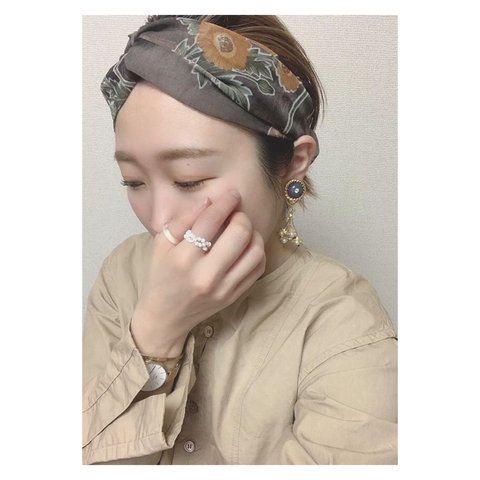 【SOLD OUT！】グレージュブラウンフラワーヘアバンド   新作♡No. 514