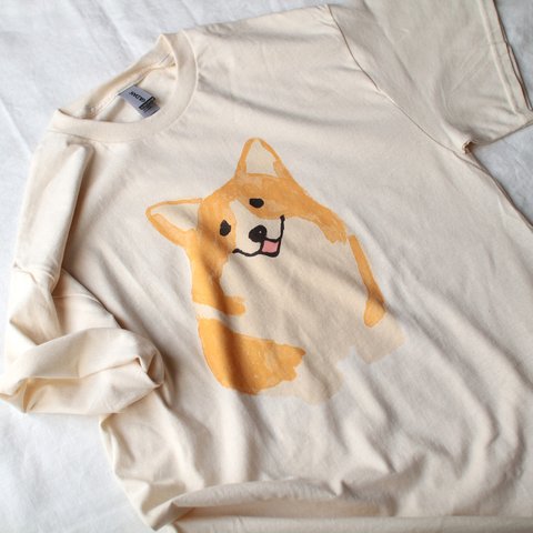 コーギー　Tシャツ　ナチュラル