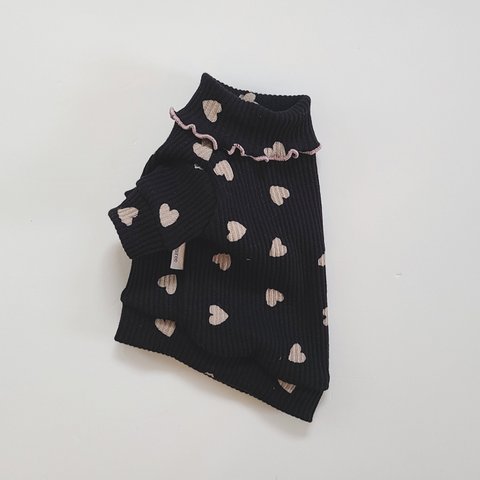 ◆犬服◆ Heart❥❥リブトップス(black)