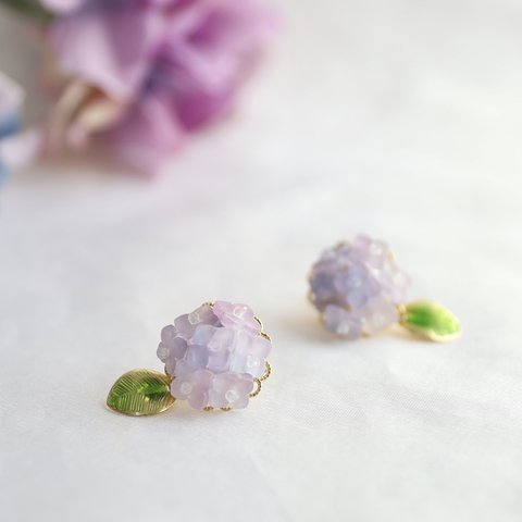 パープル紫陽花のピアス/イヤリング