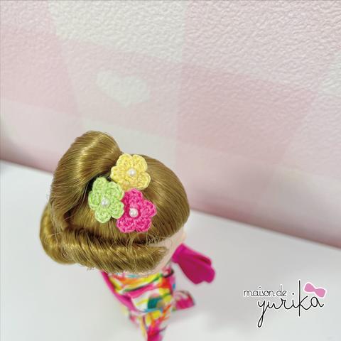 ♡コラボカラー♡お花のヘアピン3色セット ドール用