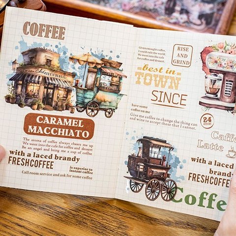 BOOK&COFFEE オシャレコーヒー屋さん♥PETフレークシール　KFXD