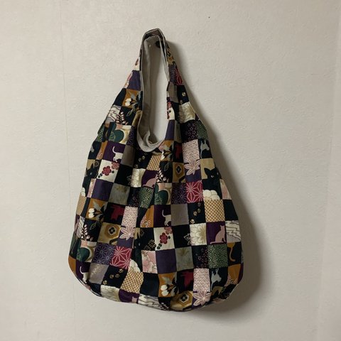 【黒猫パッチワーク】Plump bag