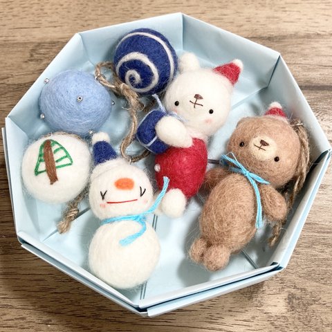 ★羊毛フェルト★クリスマスオーナメント6点セット-48-