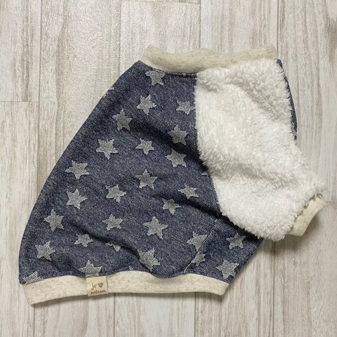 【Mサイズ・完成品】★ボア×星柄トレーナー・denim★