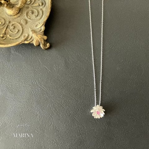 {ジルコニア/SV} Lotus 蓮の花のネックレス silver