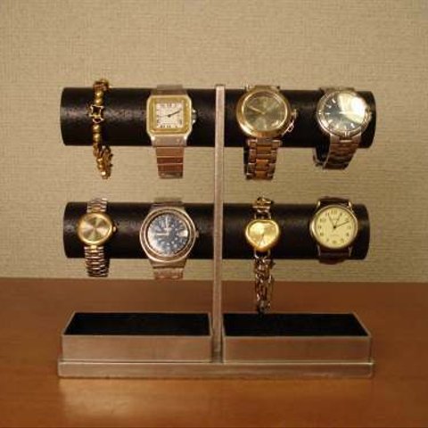 誕生日プレゼントに！　8本掛け丸パイプブラック腕時計スタンド　ak-design　No.11711