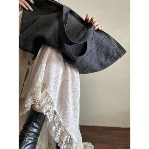 canvas linen bag (navy black)