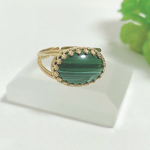 ☆Oval crown ring・マラカイト