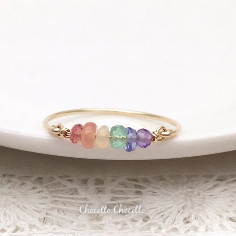［14kgf］虹色の指輪 天然石