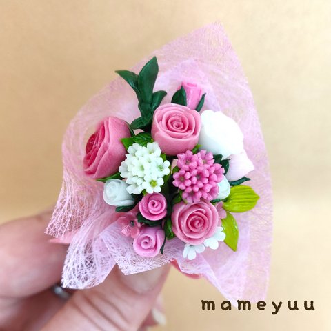 ミニチュアお花の花束(ピンク系)