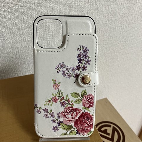  iphone 12miniケース　デコパージュ  ミニバラ