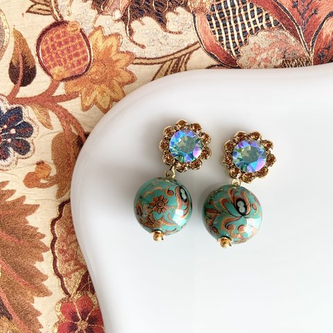 chinoiserie aerinite turquoise pierce / earring
