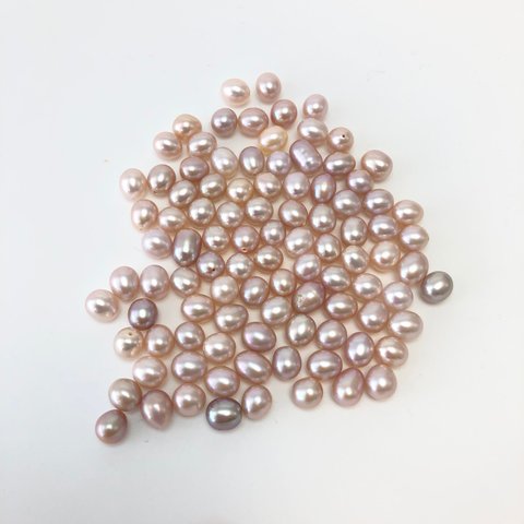 淡水真珠7.0-7.5mm　ライス片穴　オレンジ系パープル　10ピースセット
