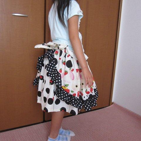 アリスのウサギロリータ風スカート１３０☆ブラック×フルーツ☆