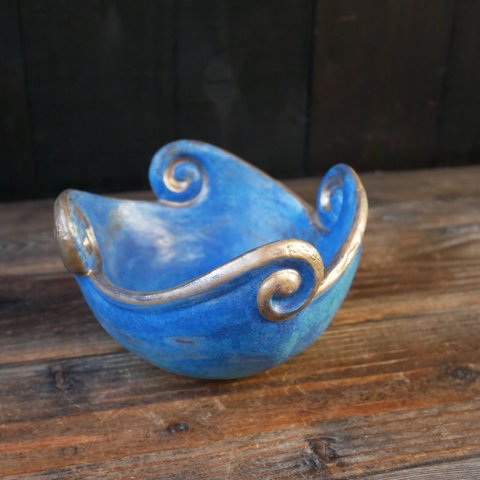 青色の流水紋小鉢 no.4