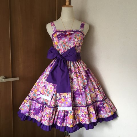 【SALE】桜吹雪ドレス紫 ネックレスセット
