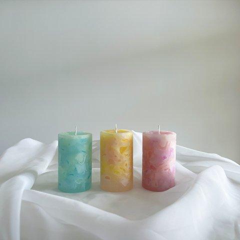 ajisai candle/紫陽花キャンドル/ナチュラルキャンドル/アロマキャンドル/キャンドル/3本セット