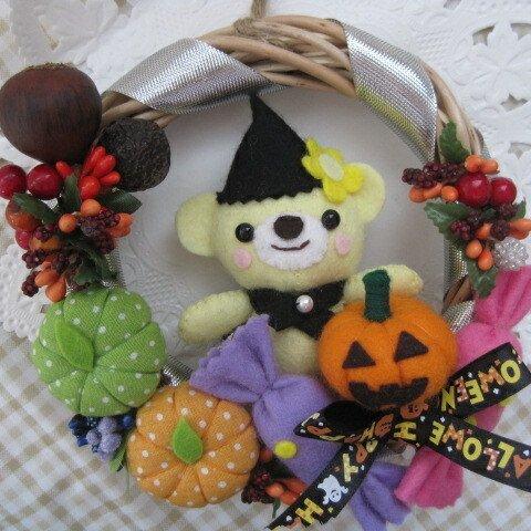 魔女ｸﾏちゃんが可愛い♪ハロウィン　フェルトミニリース