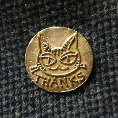 【受注製作】"THANKS猫"ボタン（シルバー925製）