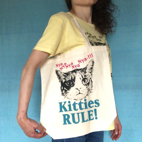 Kitties RULE! エコバッグ 底マチ付き(カラー)