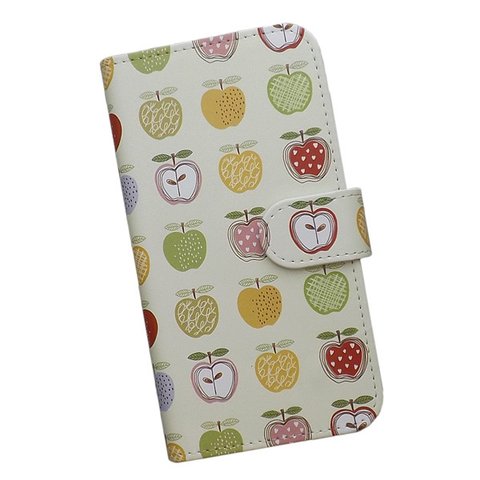 全機種対応 手帳型スマホケース リンゴ フルーツ アップル ハート パターン画 583