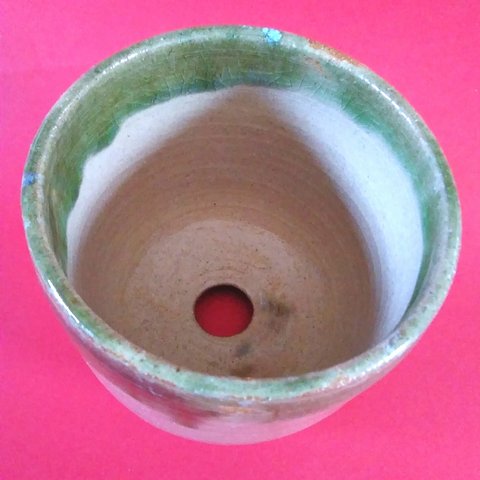 陶器　織部　ミニ植え木鉢