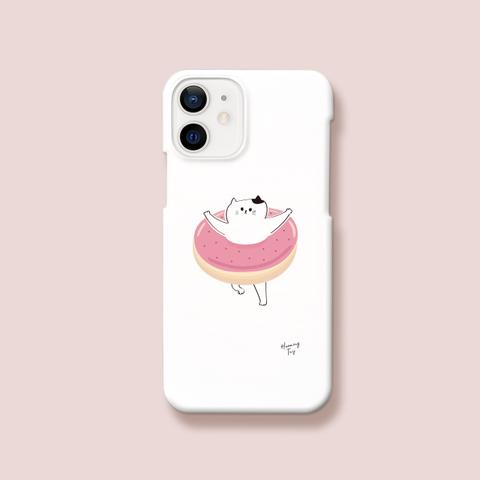 ドーナッツにはまるねこ スマホケース（いちご）