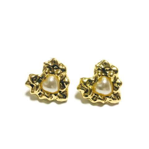 予約販売「#4279」 パール ハート ゴールド ピアス 金具 ✴︎ 2個セット