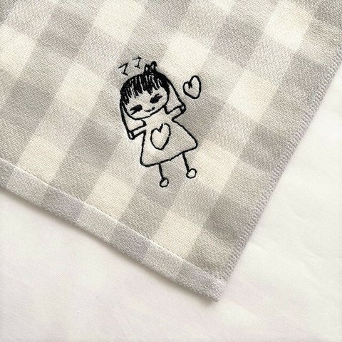 New［おえかきししゅう］S/フランチェック 刺繍糸:ブラック