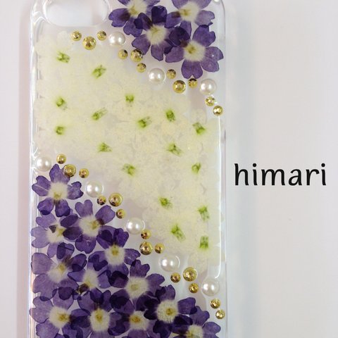 【受注製作07】iphone/スマホ 押し花ケース　本物のお花使用