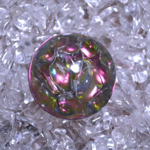 【ゴム径選択】ミラーパウダー鉱石レジン【水晶】ゴム（半球型：直径2.8cm）