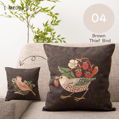 Jubilee リネンクッションカバー 花柄 トリ 45×45cm jubileecushionD-ME004