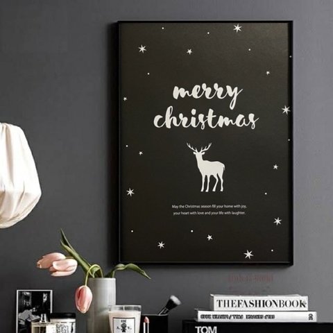 特大 A3サイズ！ポスター【merry christmas】ブラック メリークリスマス 黒 星 スター アート デザイン ポスター クリスマス
